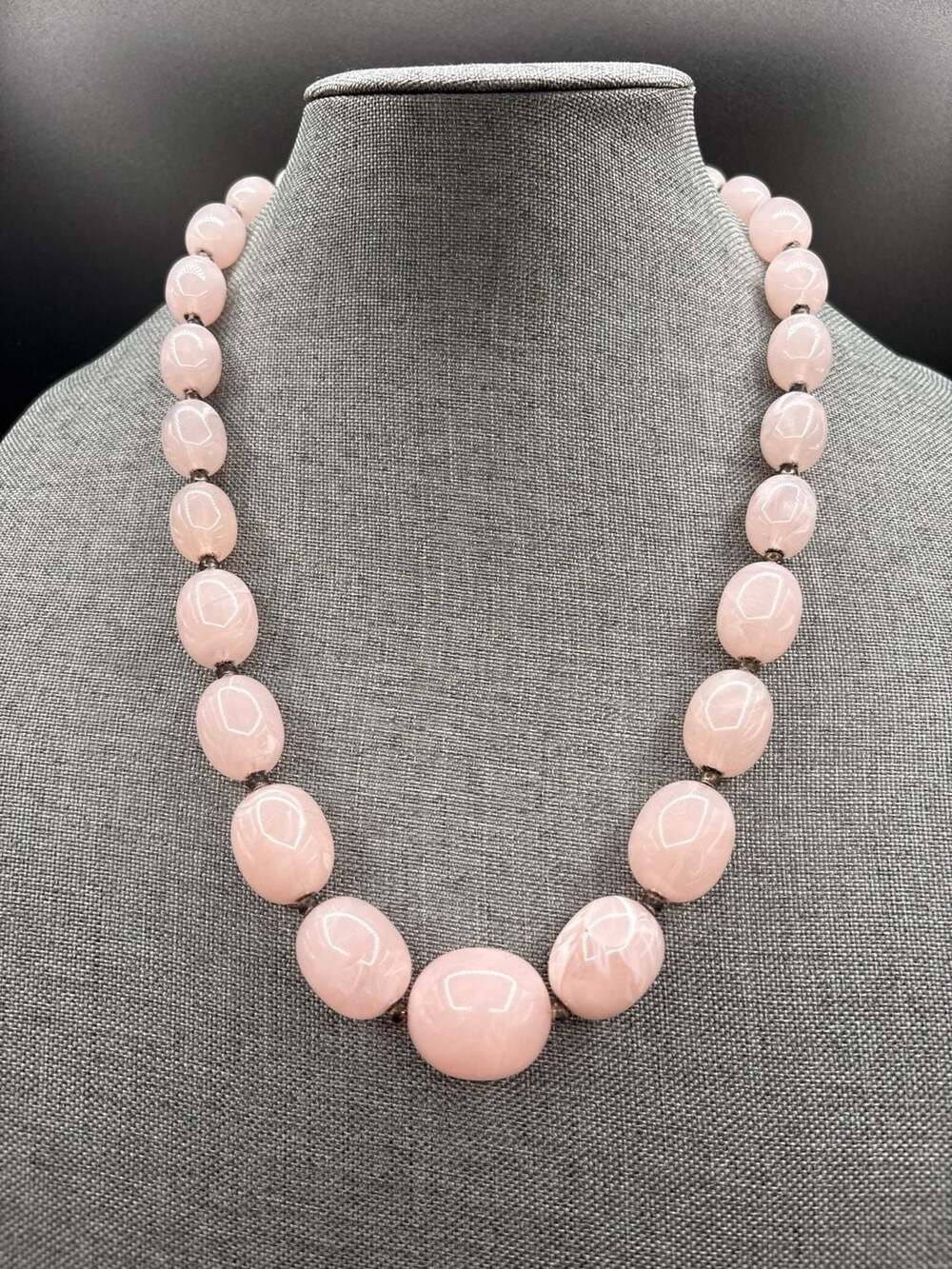 Vintage Pink Swirl Lucite Bead Statement Necklace